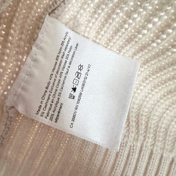 Lululemon Beige White Opal Cashlu Cashmere Blend Open Sweater Wrap Cardigan L/XL - Picture 8 of 12